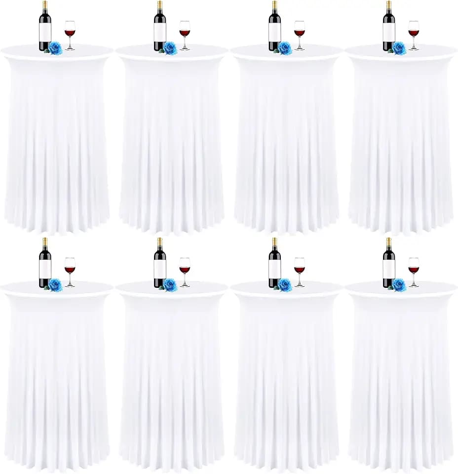 fani 8 Packs 32"x 43" Round Cocktail Table Skirt, White