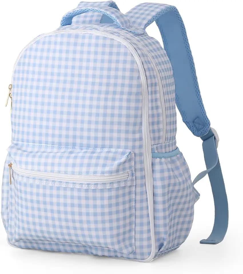 DYSHAYEN Kids Backpack for Boys, Blue Gingham