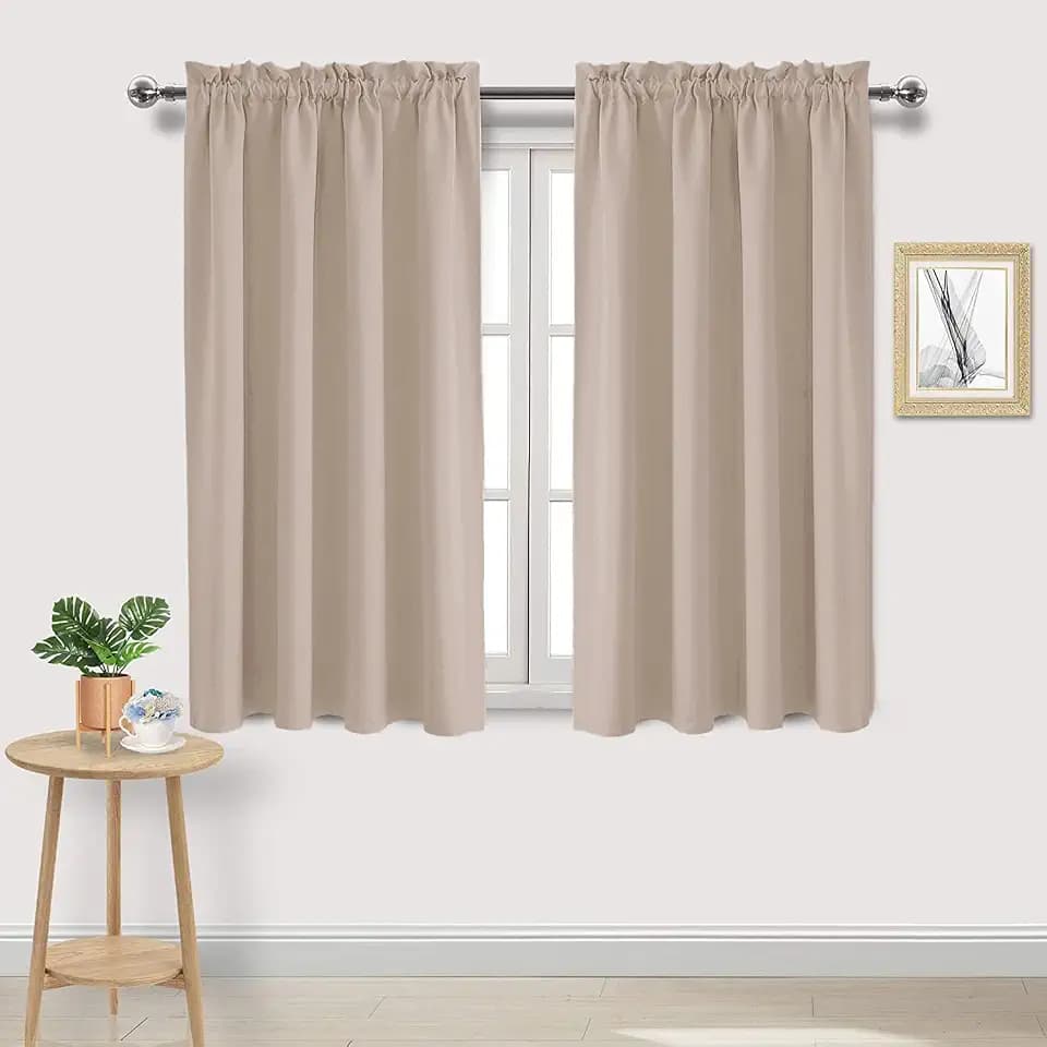 DWCN Blackout Curtains for Bedroom Living Room 52 x 45 Inch Long Camel