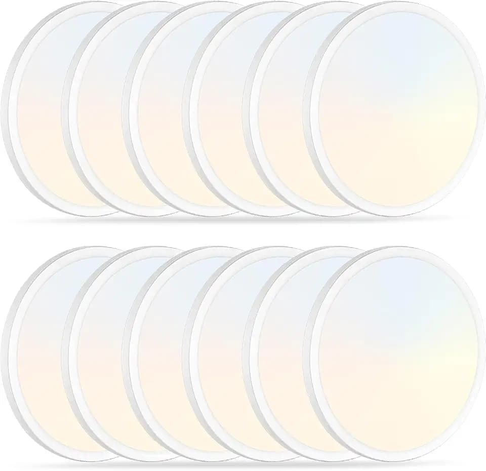 12Pack 11.4 Inch LED Flush Mount Ceiling Light,24W,2427LM,5CCT (White)