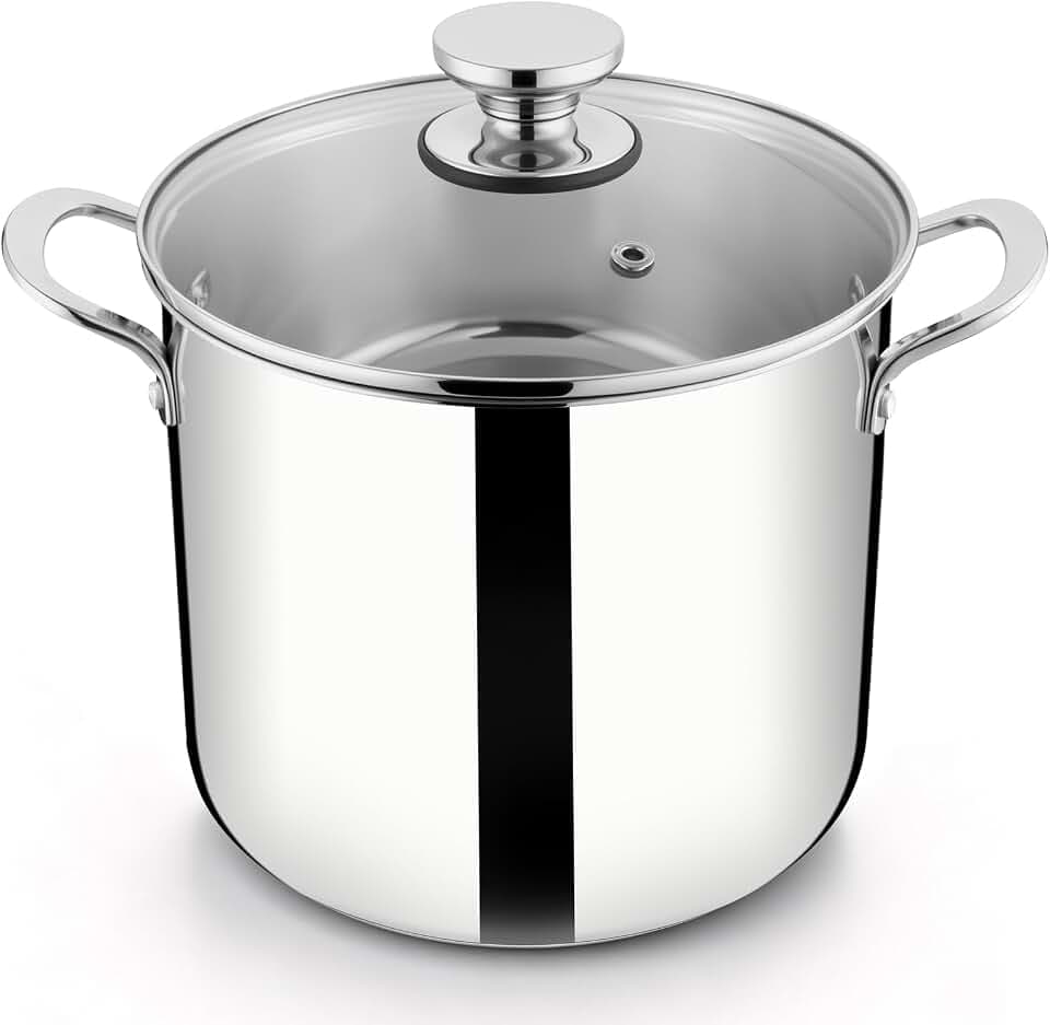 E-far 8QT Stainless Steel Stock Pot with Lid, Induction Cooking Pot