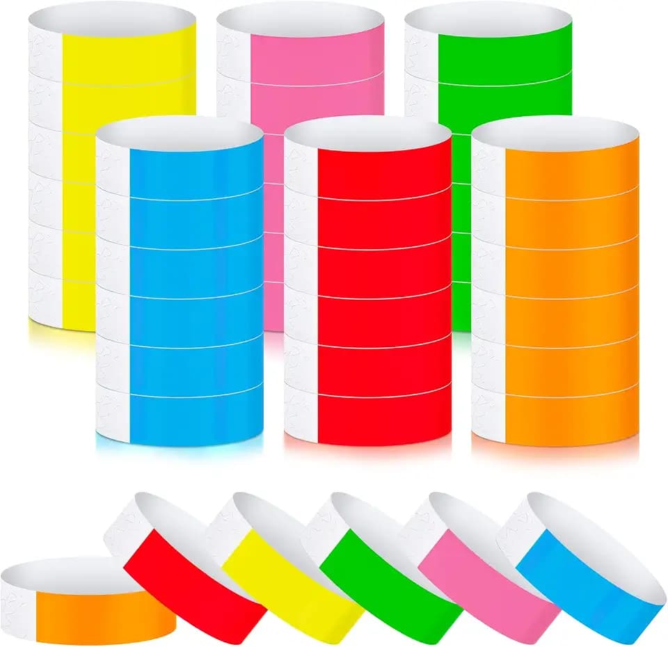 Epakh 600 Pcs Paper Wrist Bands Neon,Blue, Pink, Red, Yellow, Orange, Green