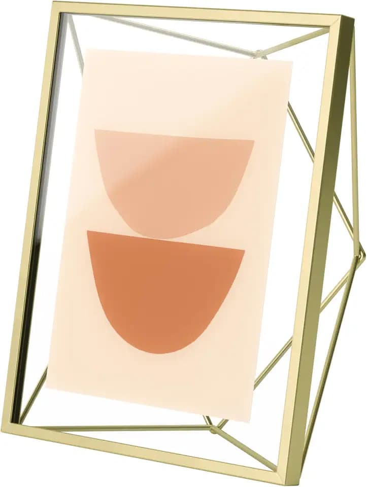 Umbra Prisma Picture Frame, Floating Metal Wall Mount, 5x7, Brass