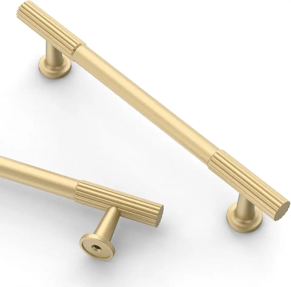 Asidrama 6 Pack 5 inch Brushed Gold Kitchen Cabinet Handles