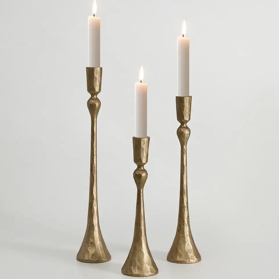 Vintage Cast Iron Taper Candle Holder - Set of 3 Decorative Candle Stand