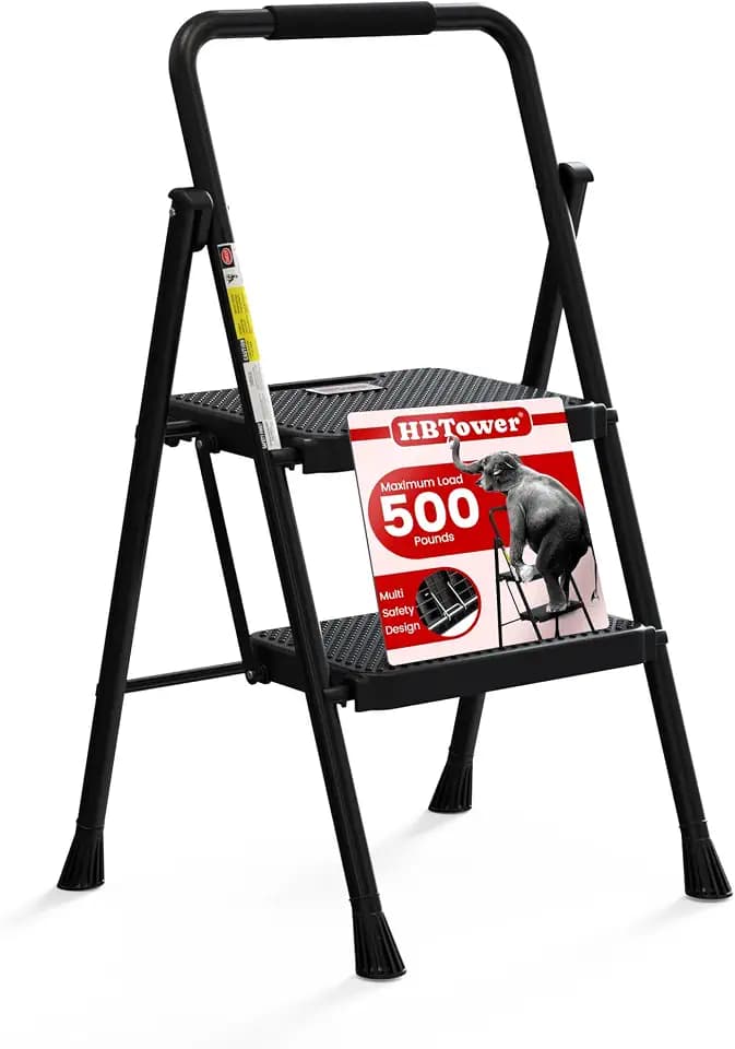 HBTower Step Ladder, Folding Step Stool with Wide Anti-Slip Pedal