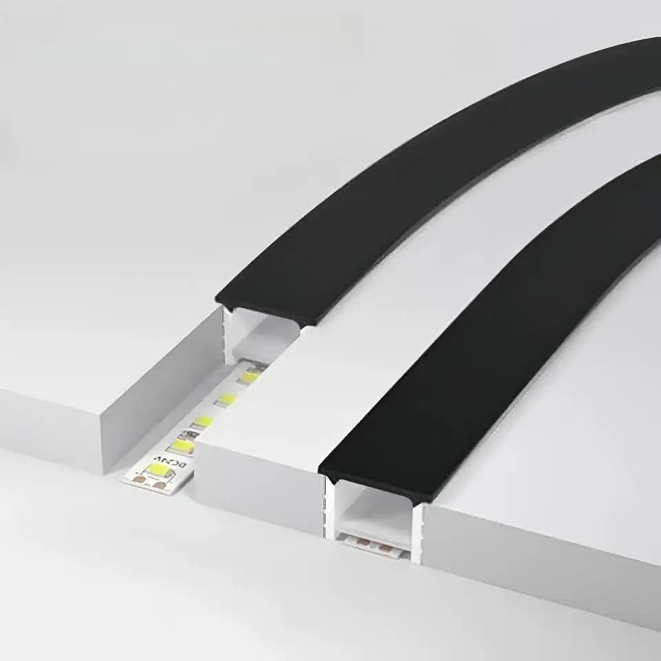 33Ft/10M Spotless Silicone LED Channel System with Flange, Wear Free Recessed Flexible Tube Black Cover for 8mm LED Strip Light Wall Ceiling Decor (12x12mm, LED Strip not Included)