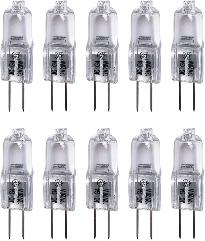 Vstar G4 12V 20W Bulb T3 JC Type Bi-Pin Base G4 Chandeliers,Clear,10 Packs
