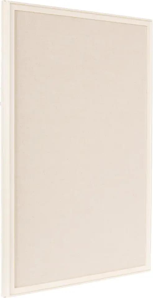 Kate and Laurel Oakhurst Rectangle Framed Linen Fabric Pinboard, 24 x 36, Soft White, Traditional Decorative Bulletin Board with Stepped Profile for Motivational Vision Board or Wall Organization