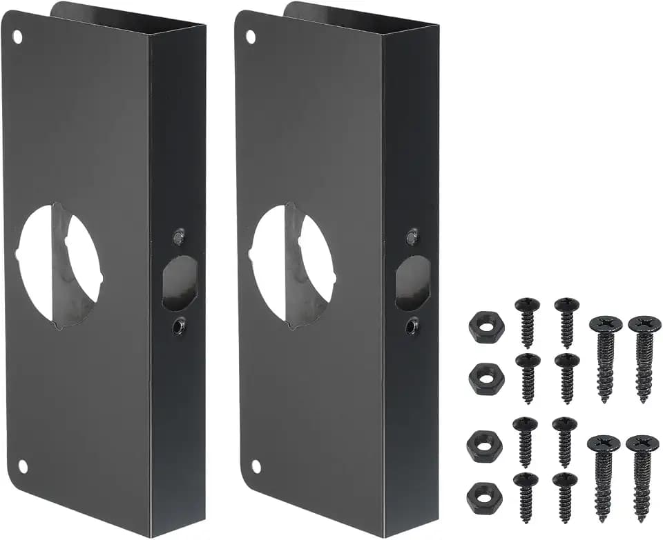 PATIKIL Door Reinforcement Plate, 2 Set Doors Reinforce Repair for 1-3/8" Thick Door 9" Size Door Knob Lock Latch Deadbolt Cover Plate Home Security, Black