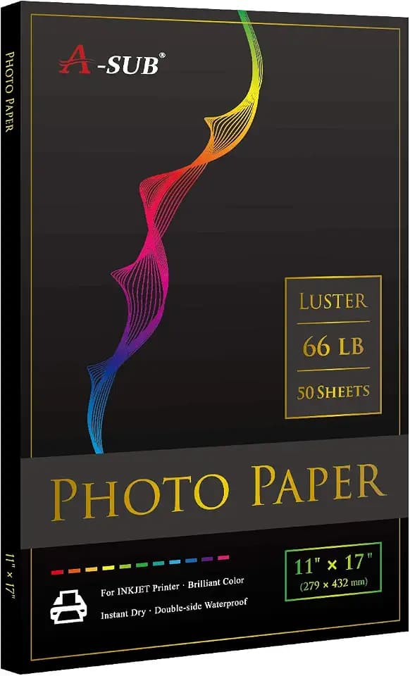 A-SUB Luster Photo Paper, Waterproof, 11x17 Inch