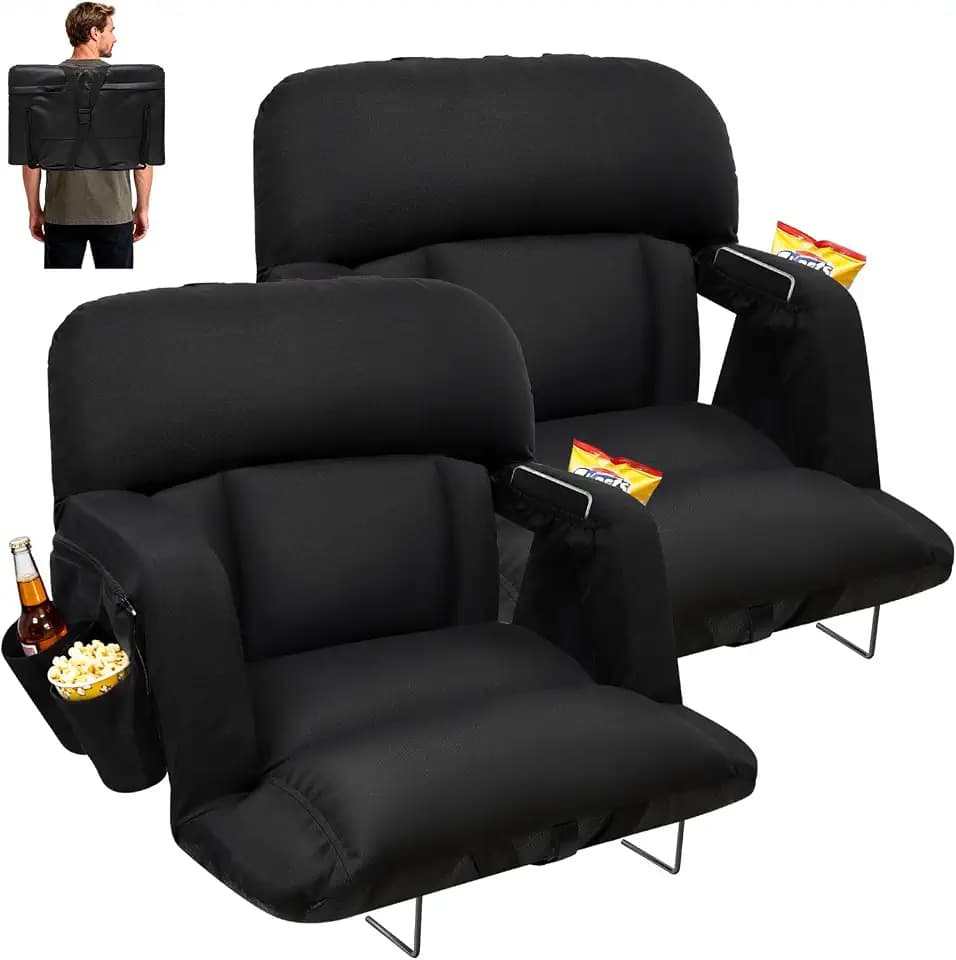 DEKEMASTER 23'' Stadium Seat with Back Support, Sofa-Style Comfort, 2pcs
