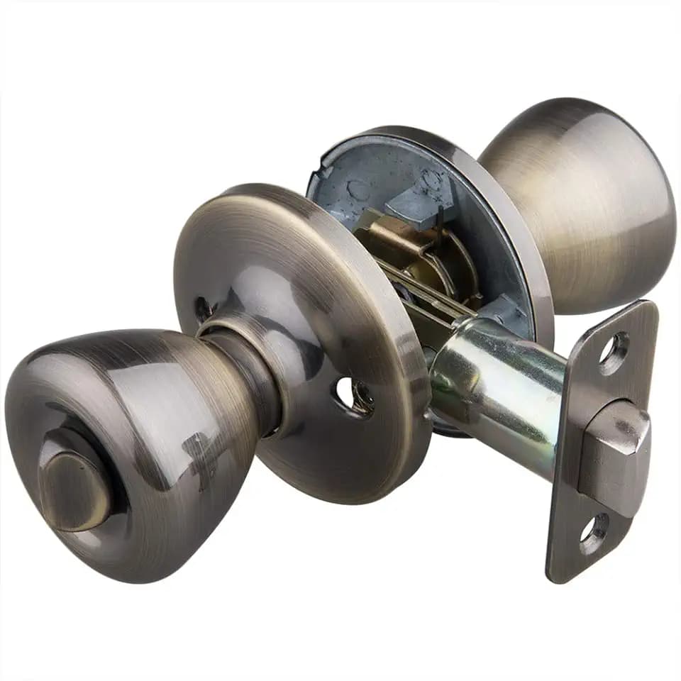 EZ-FLO 57788 Tulip-Style Privacy Door Lockset with Warranty, Antique Brass