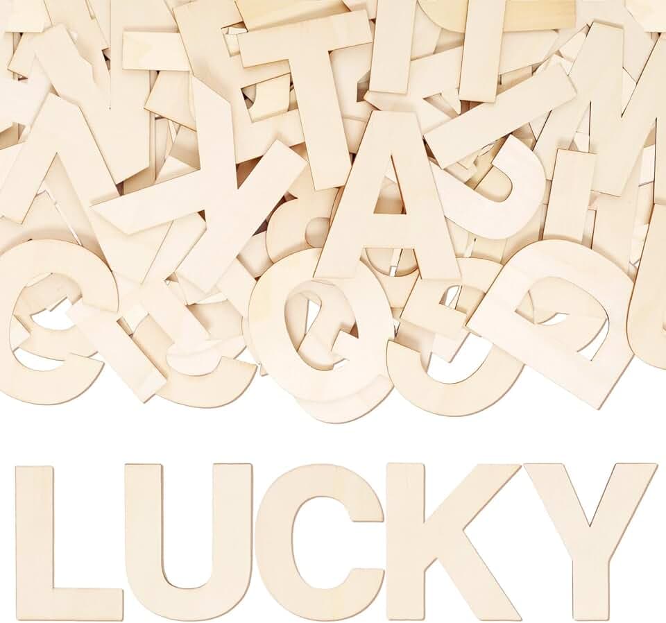 4 Inch Wooden Letters 52Pcs Wood Alphabet Unfinished Wood Letter
