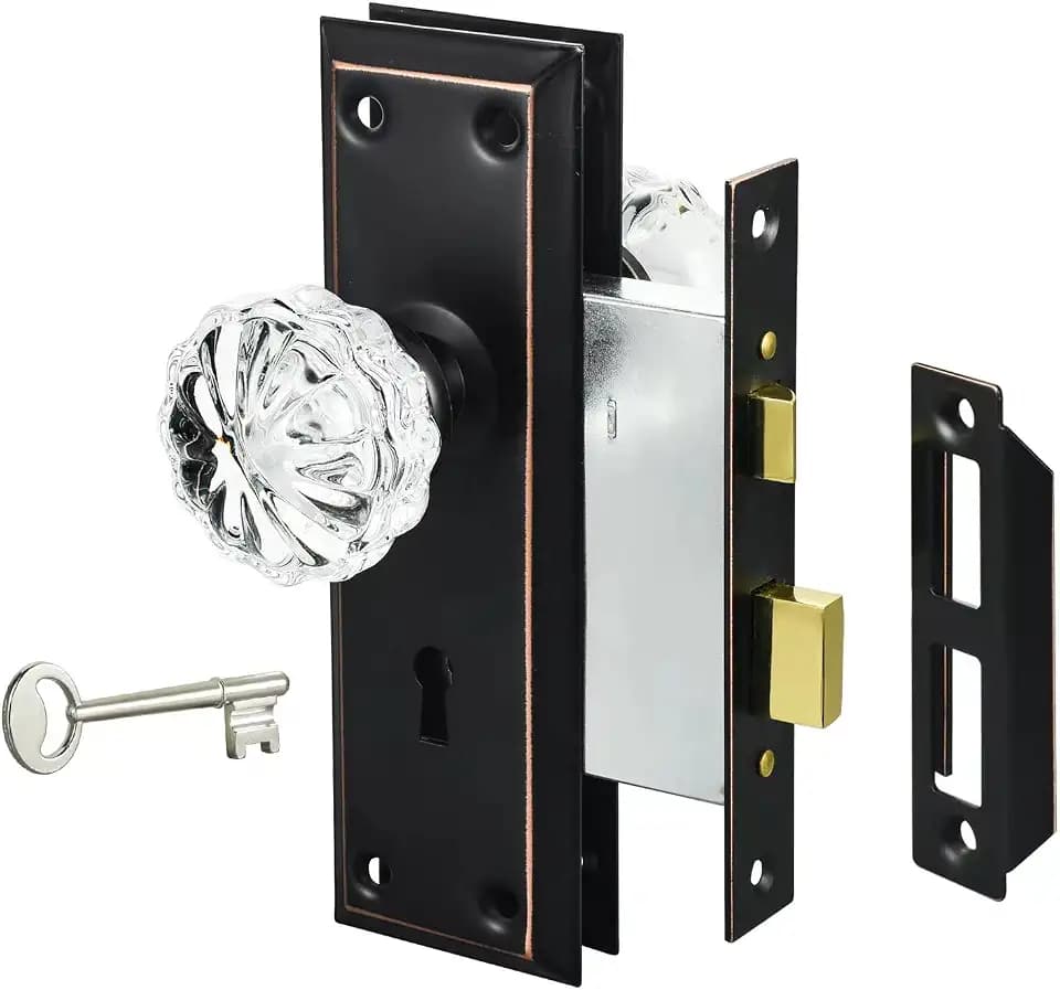 Mortise Lock Set for Interior Door with Crystal Glass Door Knobs