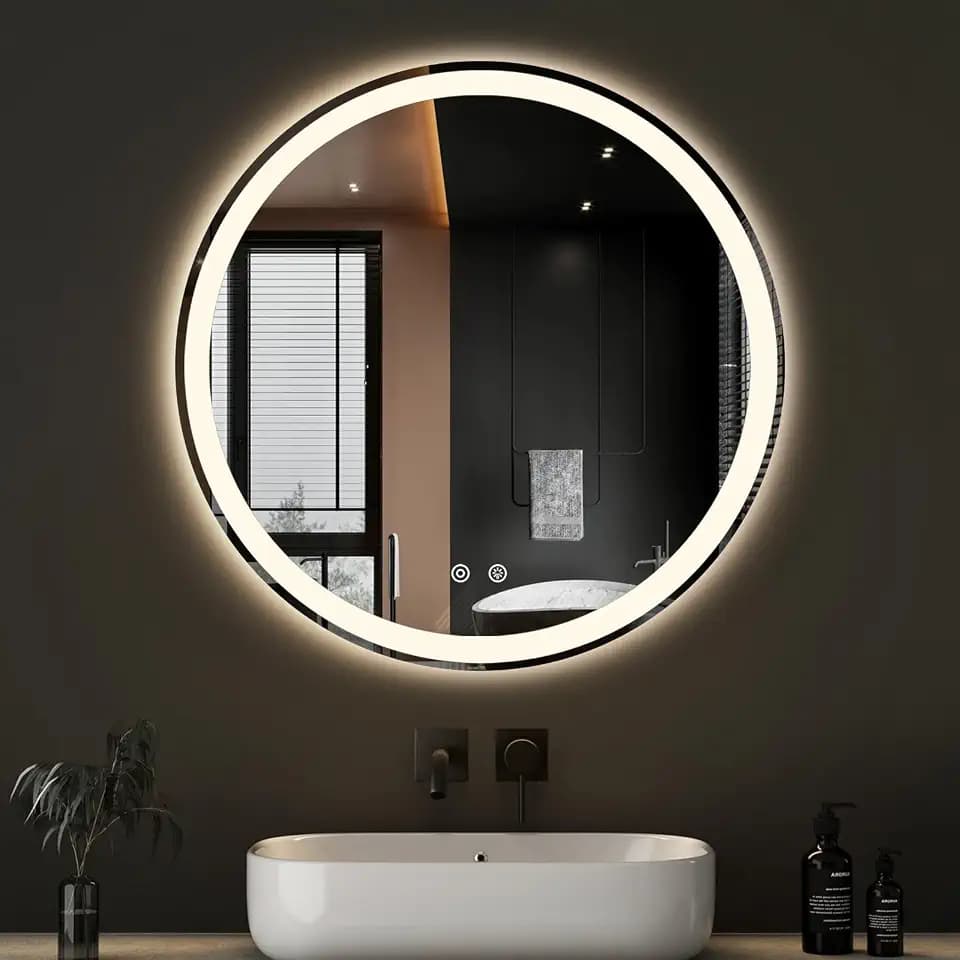 DUMOS 30 Inch Round LED Bathroom Mirror with Lights, Circle Vanity Mirror