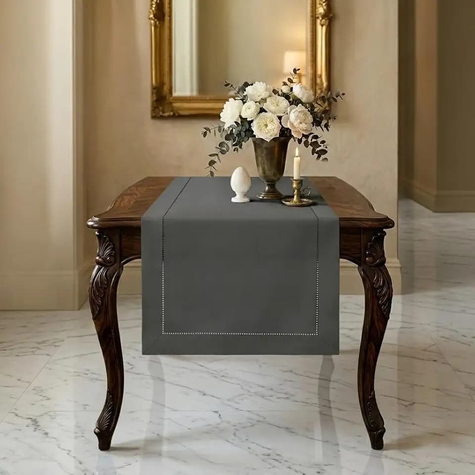 Signature Linen™ by D'Moksha, Linen Charcoal Gray Table Runner 14x36 in