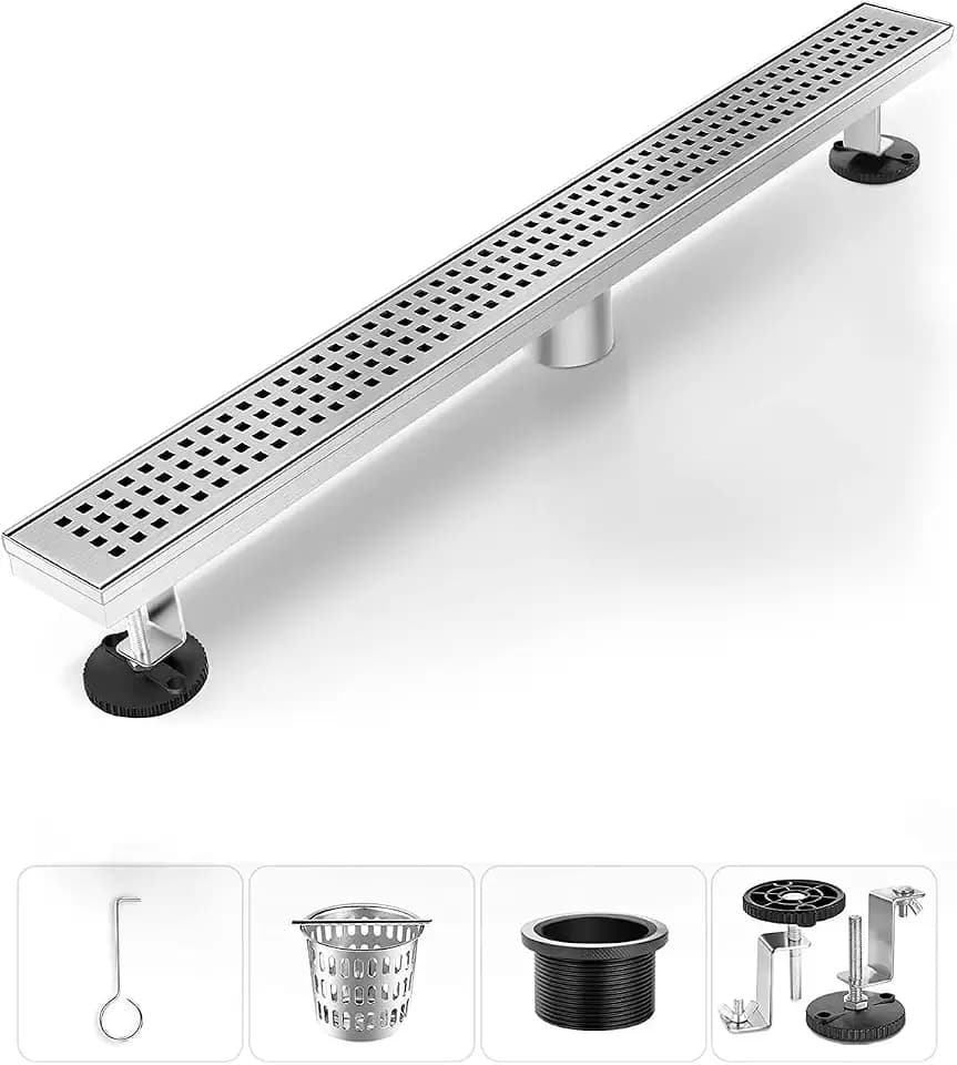 Shower Drain, Modern Linear Shower Drain 24 Inch (Brushed Nickel)