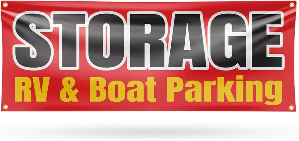 Storage Rv & Boat Parking Banner Sign 18 Inch x 48 Inch | 13 oz Vinyl with Metal Grommets | Heavy-Duty Single-Sided Outdoor Durable Printed High-Quality Weatherproof | Made in the USA