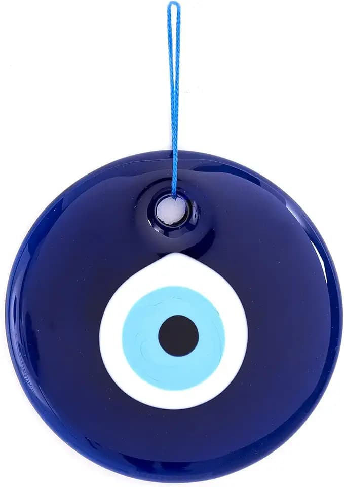 Glass Blue Evil Eye Wall Hanging – Turkish Handmade Nazar Amulet for Home Protection – Multiple Sizes – Wall Decor with Gift Box (Navy Blue, 2.0″)