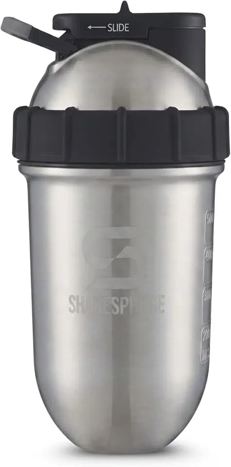 SHAKESPHERE 24oz Stainless Steel Protein Shaker, Insulated,Steel - Original