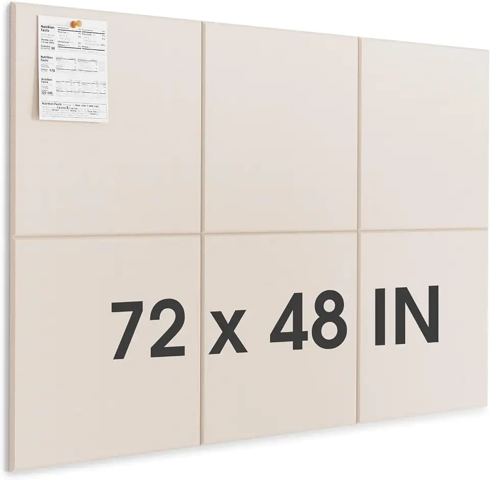MaxGear Extra Large Bulletin Board 72" x 48", Light Tan Felt Wall Tiles