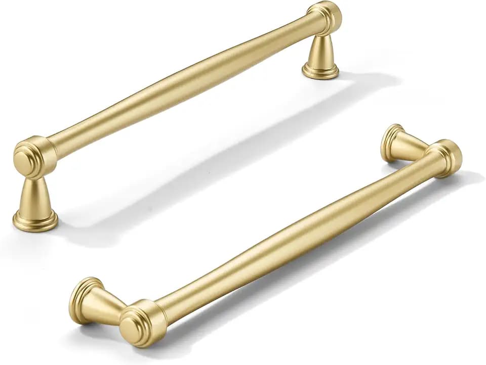 khtumeware 10 Pack 8 Inch(203mm) Brushed Gold Cabinet Pulls Matte Gold Kitchen Cabinet Handles Kitchen Cabinet Hardware for Cupboard Drawer Handles Dresser Pulls