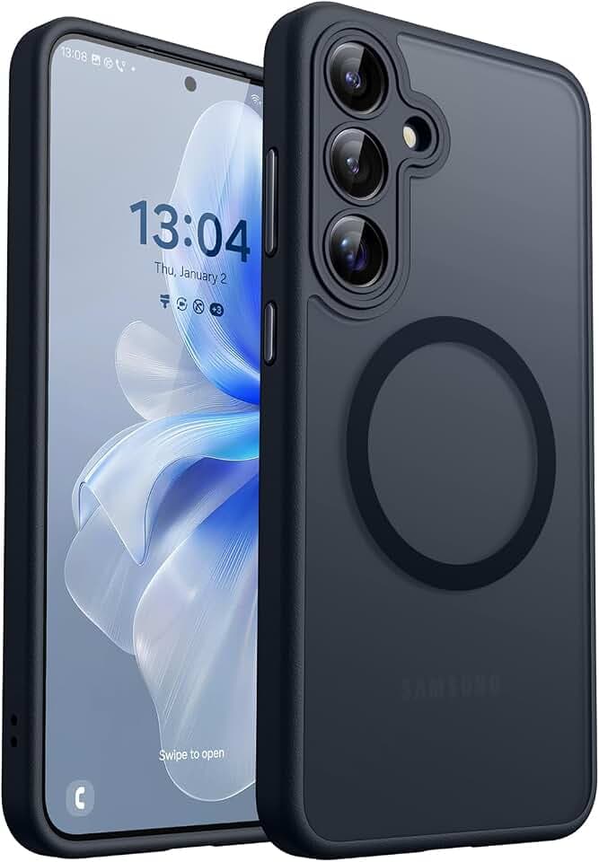 CANSHN für Samsung Galaxy S25 Hülle mit Kameraschutz, Matt Schwarz