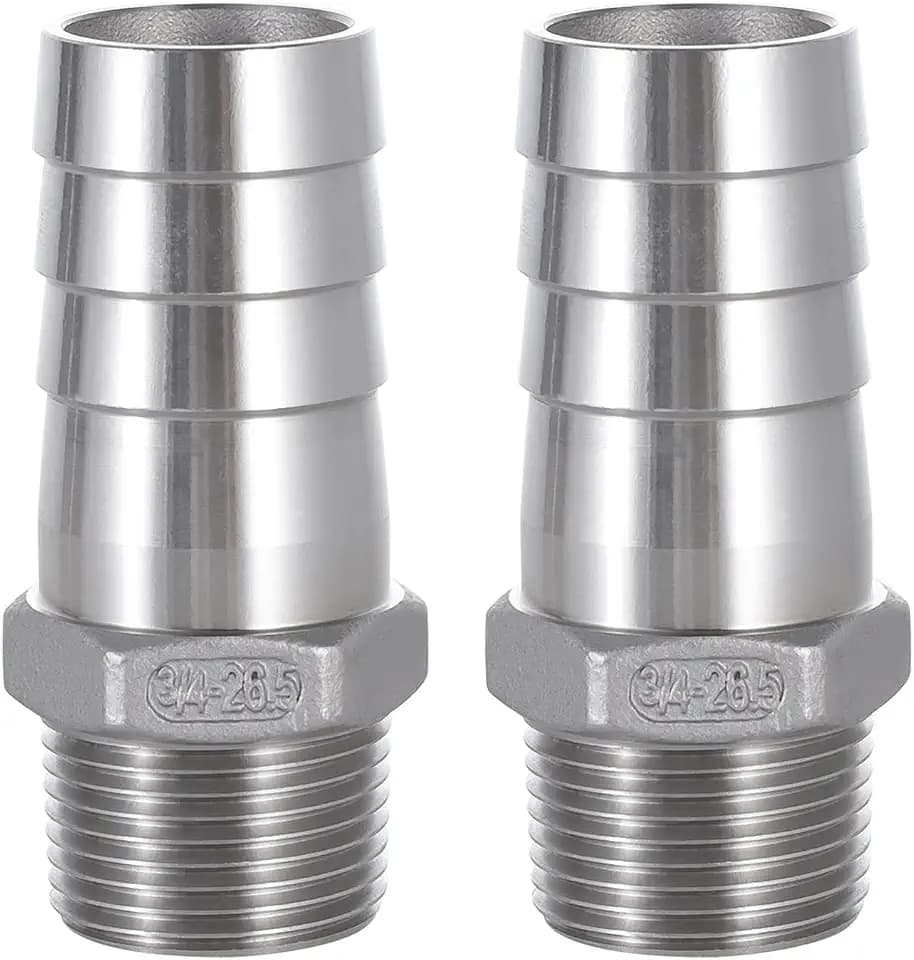 304 Stainless Steel Hose Barb Fitting, 1" Hose Barb to 3/4" Male NPT