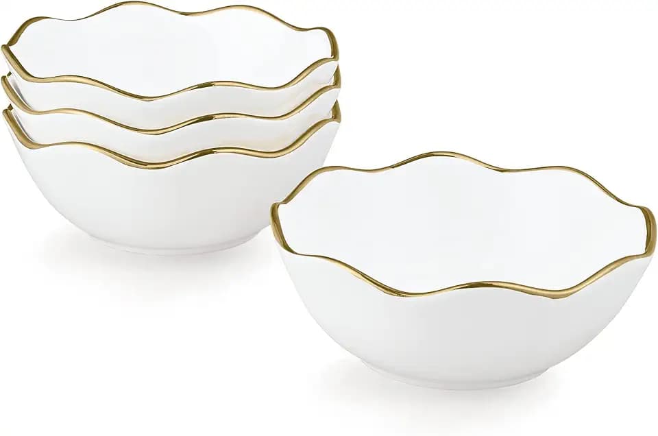 fanquare 10oz White Porcelain Soup Bowls Set of 4