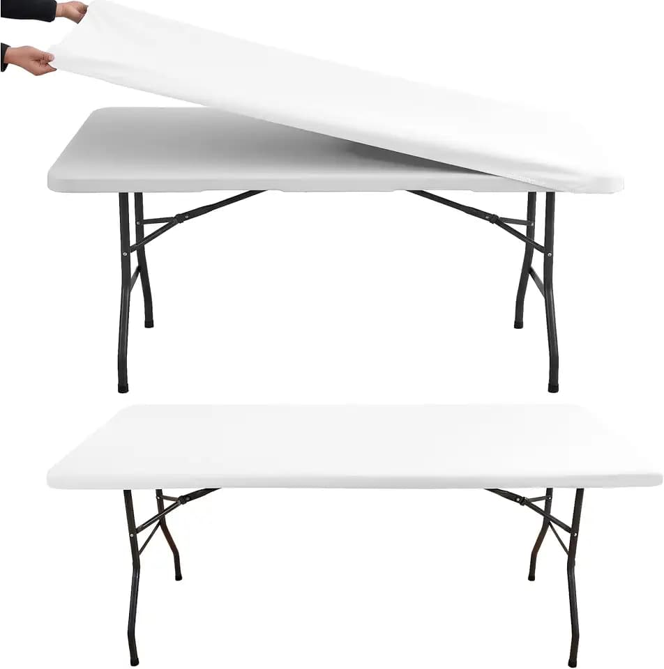 Rectangle Fitted Tablecloths with Elastic, 2 Pack, Reusable