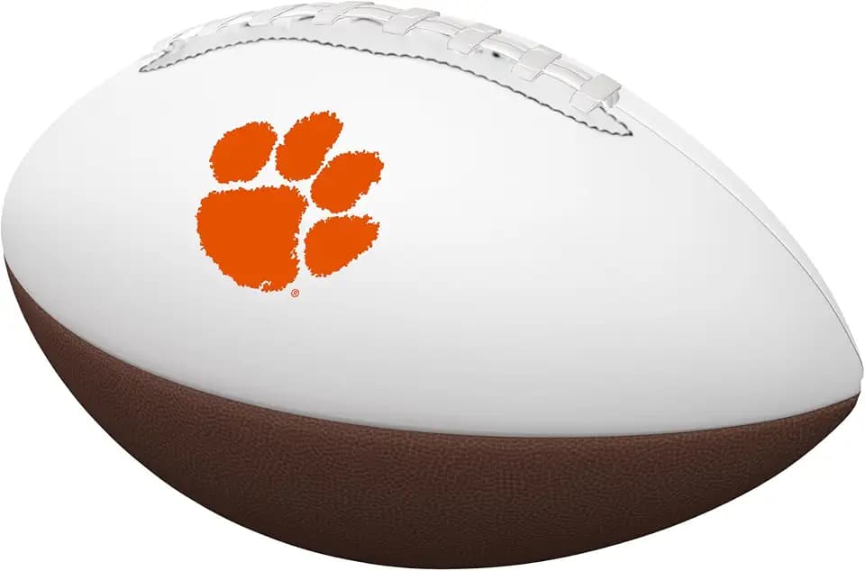 Logo Brands NCAA Official Size Autograph Football -Smooth White Panel for Nil Signatures, Display, or Nil Collecting NCAA Fan Memorabilia
