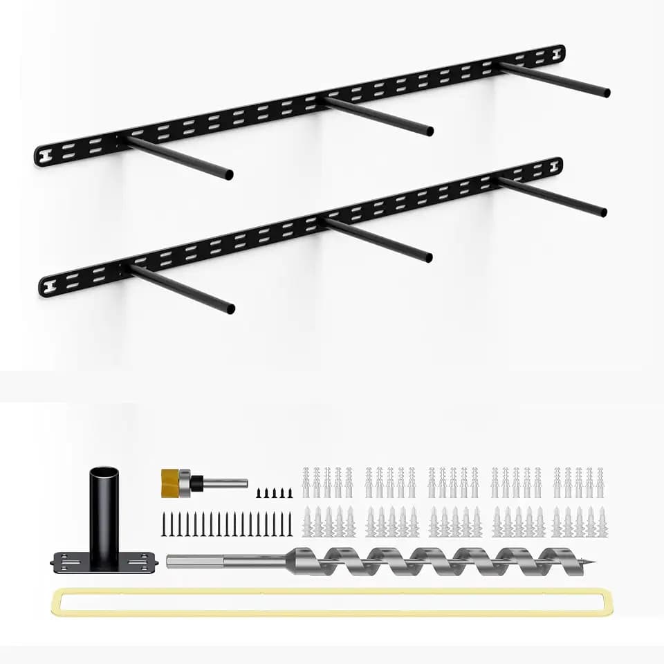 2pcs Floating Shelf Bracket Heavy Duty Decorative Floating Shelf Hardware Black Hidden Shelving Brackets for Wall,Floating Mantel Bracket for Over Fireplace (34X8X1 inch (for 1.5"-2" Thick Shelf))