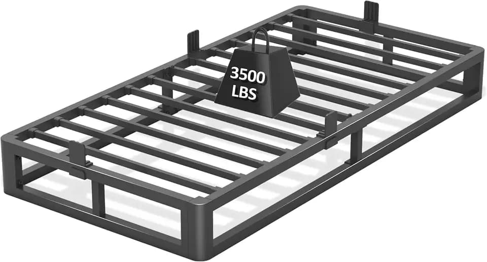 Bilily 6 Inch Twin Bed Frame with Round Corner, Heavy Duty 3500 LBS Steel Slats Support with Mattress Slide Stopper, No Box Spring Needed, Noise Free, Easy Assembly