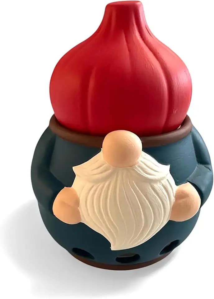 Fox Run Gnome Garlic Keeper, Ceramic Garlic Holder and Lid, 5" x 6.25"