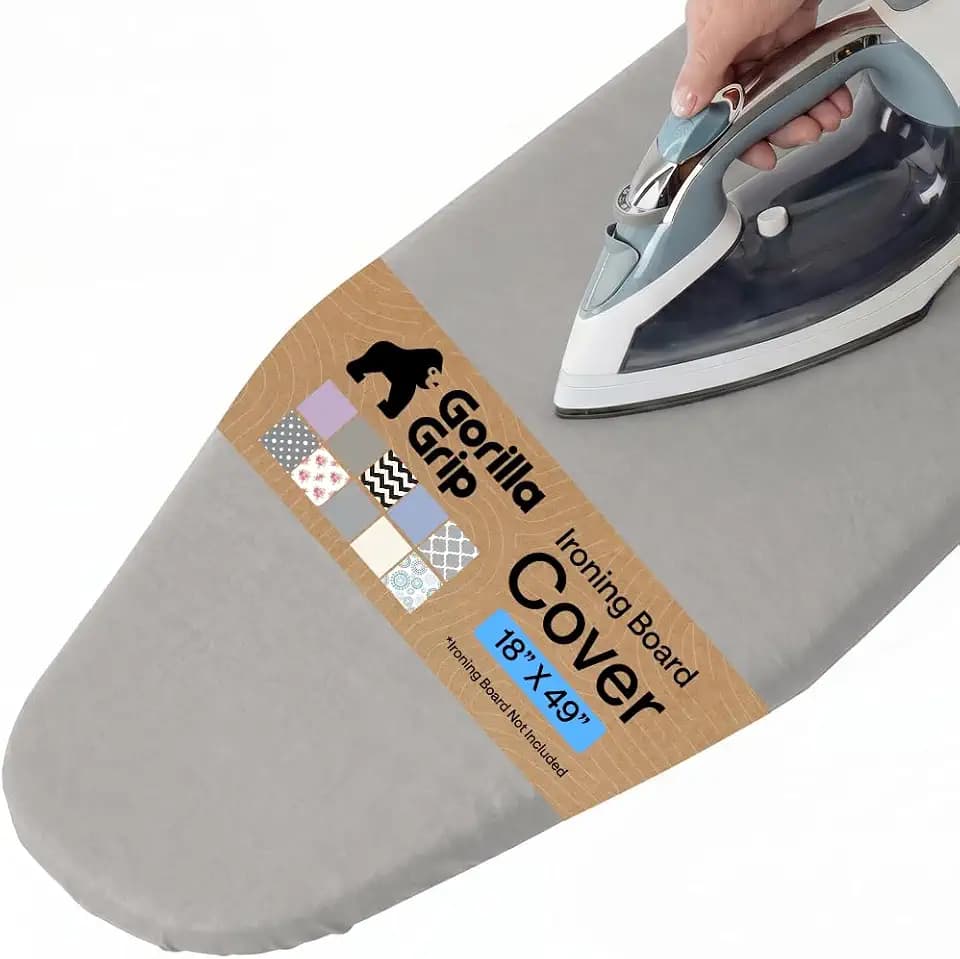 GORILLA GRIP Padded Ironing Board Cover, 18x49, Silver