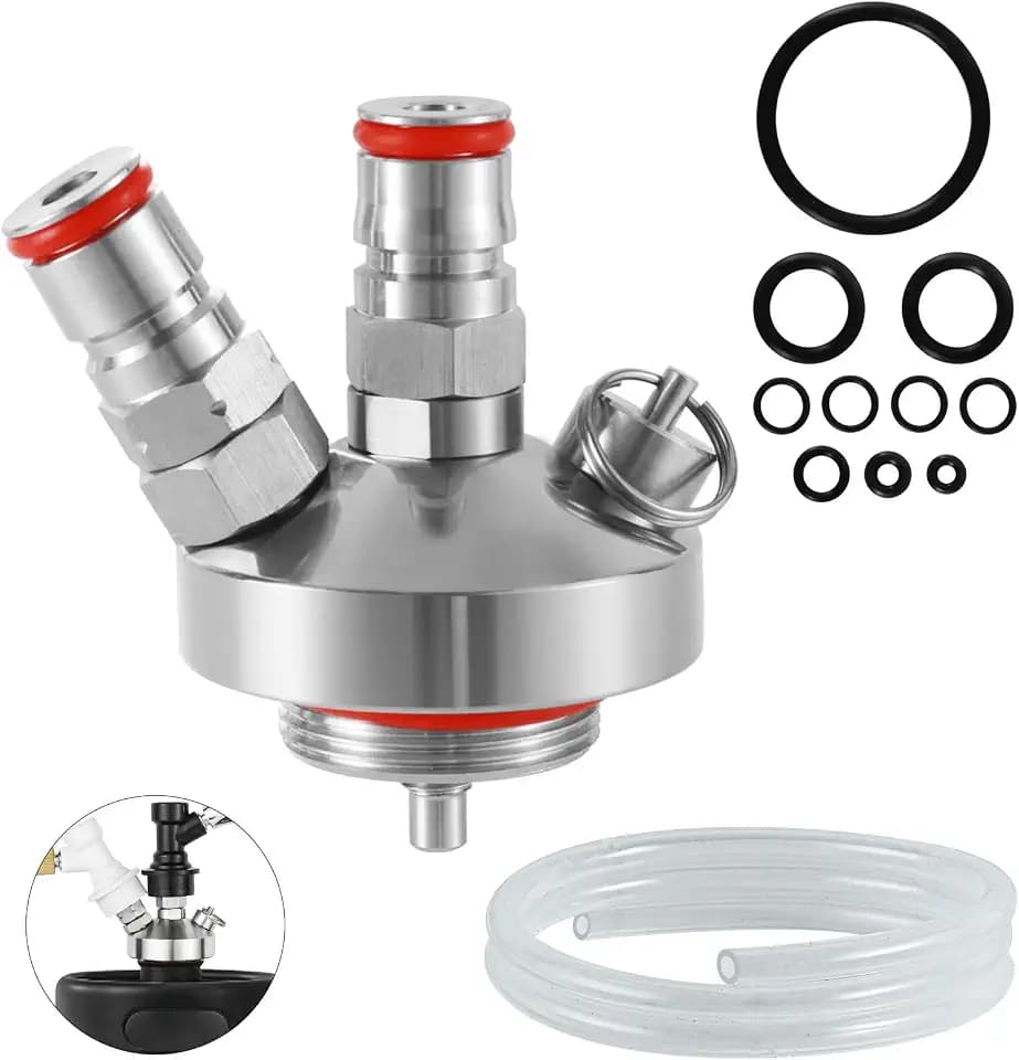 Mini Keg Dispenser, Beer Keg Spear Stainless Steel Double Ball Lock Quick Fitting Mini Keg Spear for Growler with 50" Beer Hose for 2L/3.6L/4L/5L/10L Mini Keg Growler