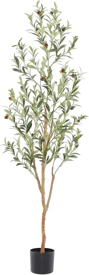 Bellacat Faux Olive Tree with Natural Wood Trunk, 5ft, 1Pack