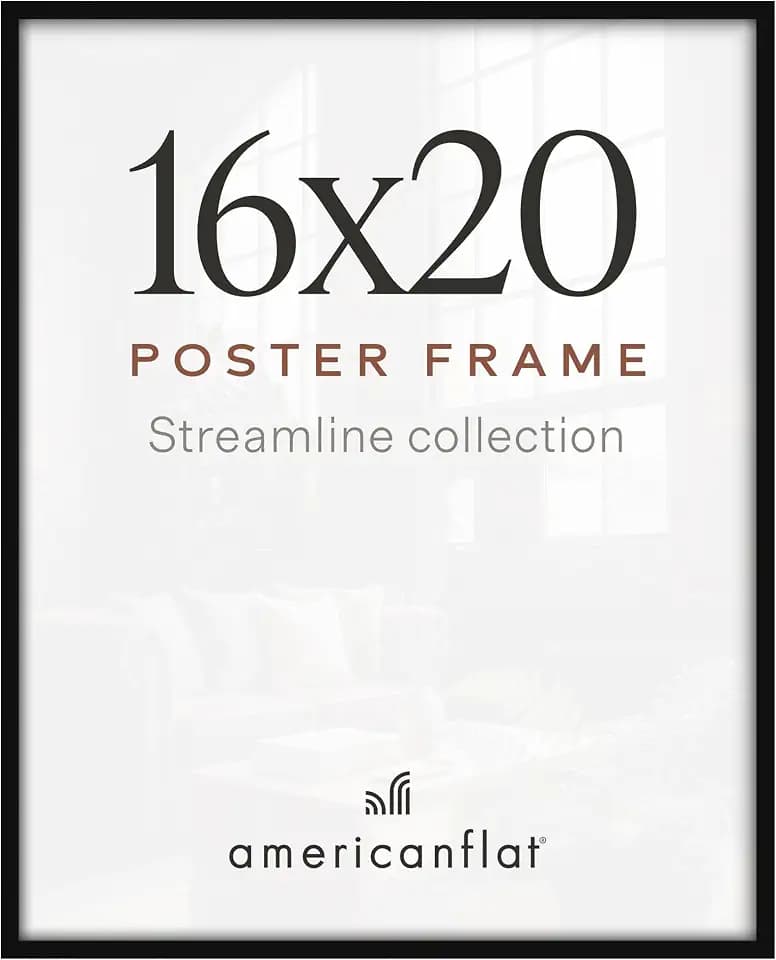 Americanflat 16x20 Poster Frame - Slim Molding - Black