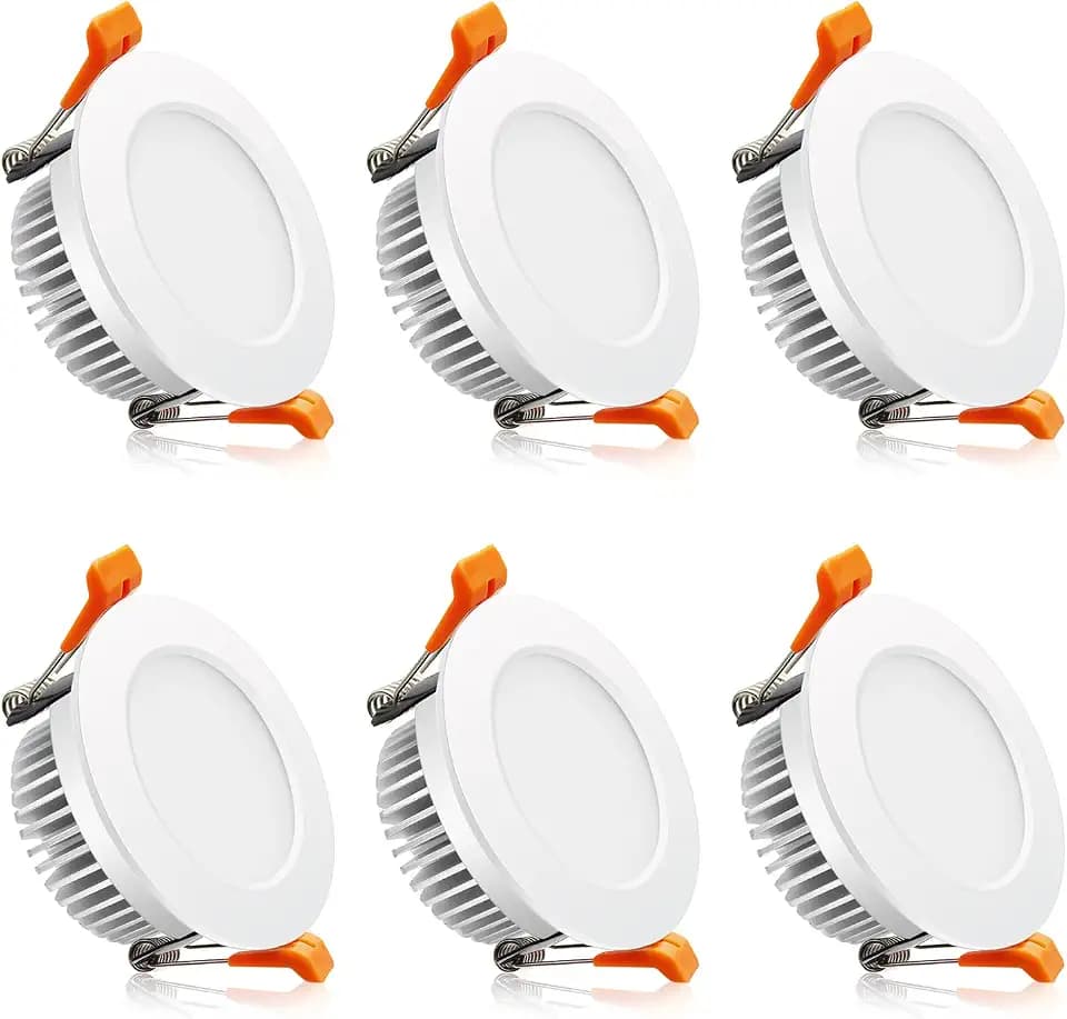 2 Inch LED Recessed Downlight, 5000K Daylight White, 3W (35W Halogen Equivalent) Dimmable LED Ceiling Light with Driver, CRI 80+, 6 Pack