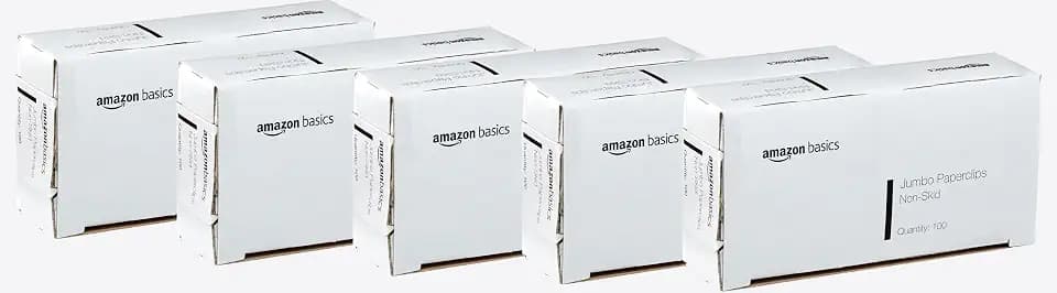 Amazon Basics Jumbo Size Office Paper Clips, Non-Skid, Silver, 1000 Count, 10 Packs of 100, A7072557