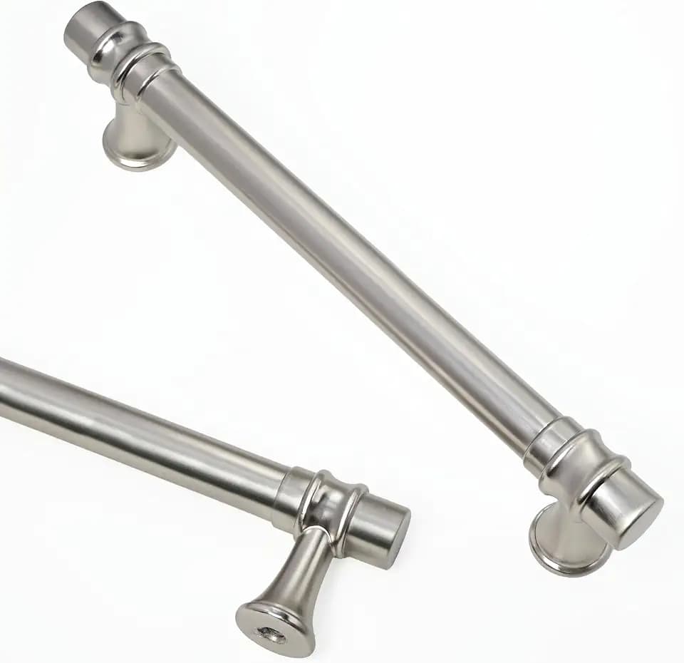 Asidrama 10 Pack 5 Inch(128mm) Brushed Nickel Cabinet Pulls Kitchen Cabinet Handles Satin Nickel Cabinet Drawer Hardware for Cupboard