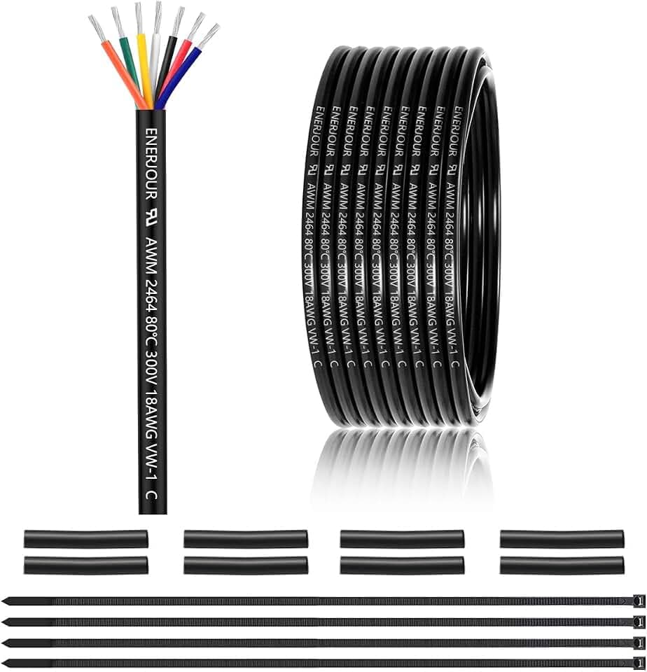 18 Gauge 7 Conductor Electrical Wire 25FT, UL 2464 18 AWG 7 Wire Cable