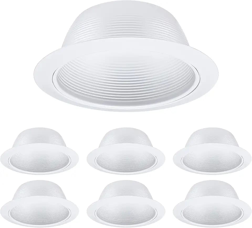 TORCHSTAR 6-Pack 6 Inch Recessed Light Trim, Step Baffle, White