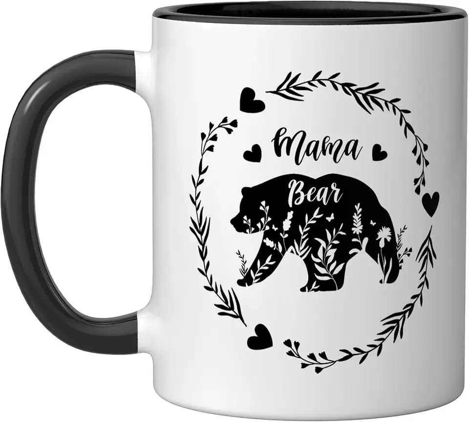 Mama Bear Ceramic Mug, Black/White, 11oz