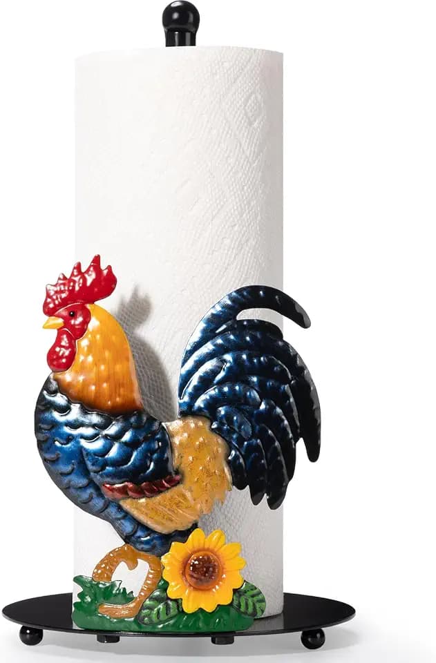 Rooster Paper Towel Holder Countertop for Kitchen, Farmhouse Chicken Decor