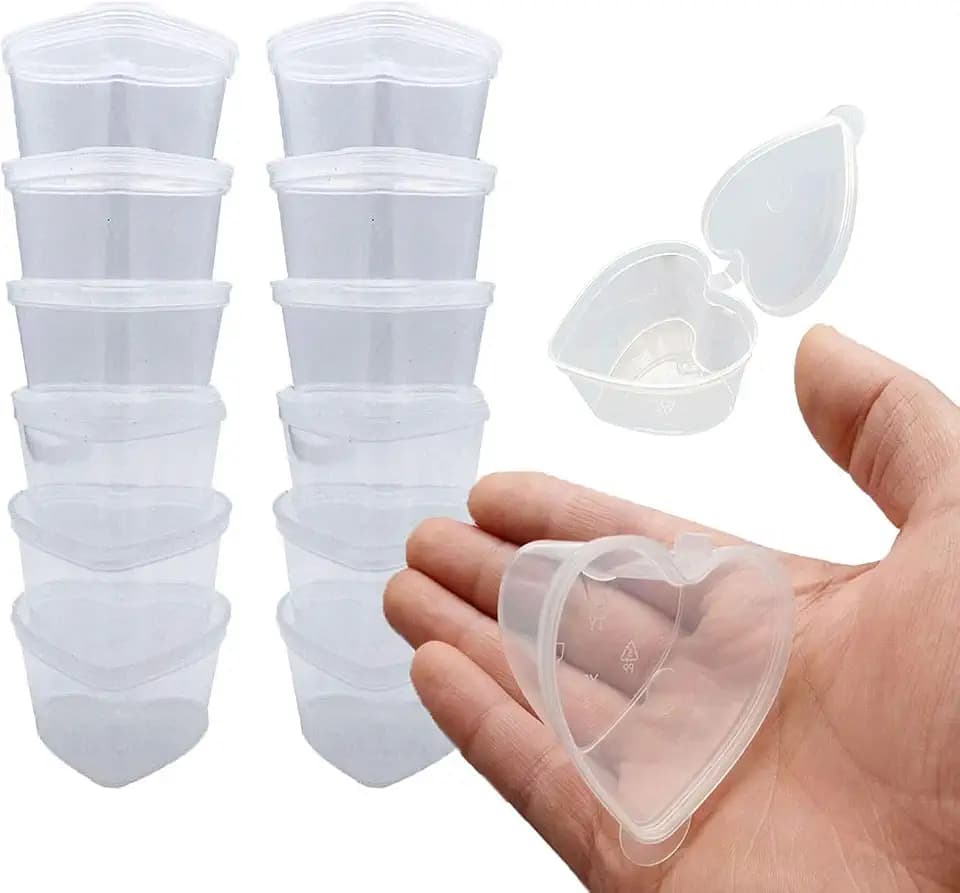 Kbraveo 40 Packs Slime Containers, Heart Shaped Storage Containers With Lids for 20g Slime Art Craft Making