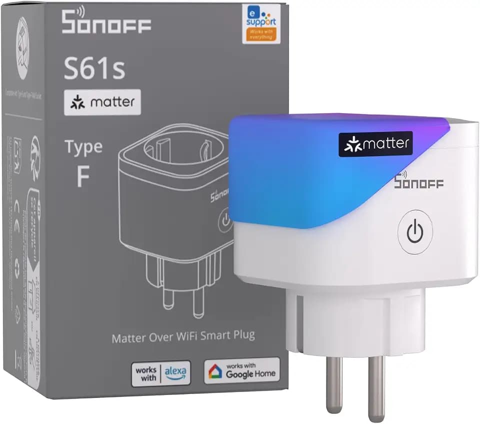 SONOFF S61s Smart Steckdosen 16A/3840W – Fernsteuerung & Sprachsteuerung für ein sichereres und smarteres Leben | Energieüberwachung & Zeitschaltuhr | Matter-kompatibel mit Alexa, Google und HomeKit