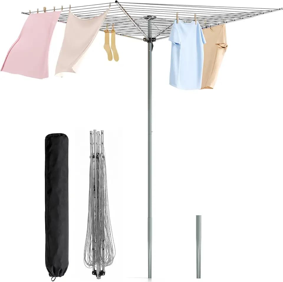 APEXCHASER 164Ft Outdoor Umbrella Clothes Drying Rack, 67.52" H