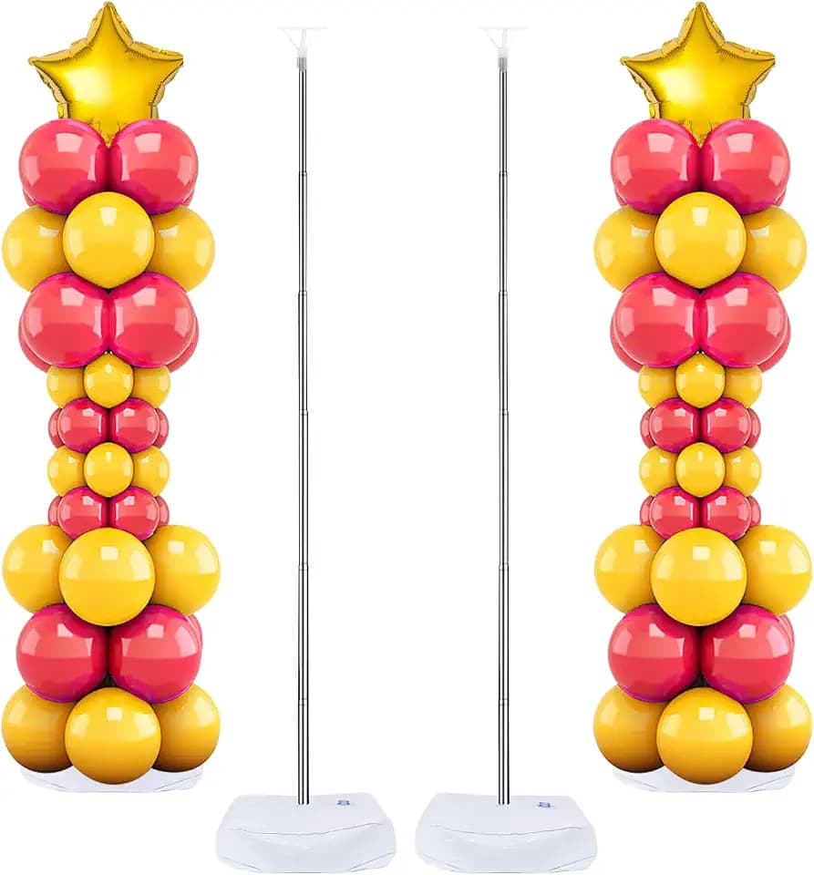 Lechay Balloon Column Stand Set of 2, 6.6ft Adjustable Balloon Stand kit with Base Telescopic for Baby Shower Wedding Birthday Graduation Party Decorations